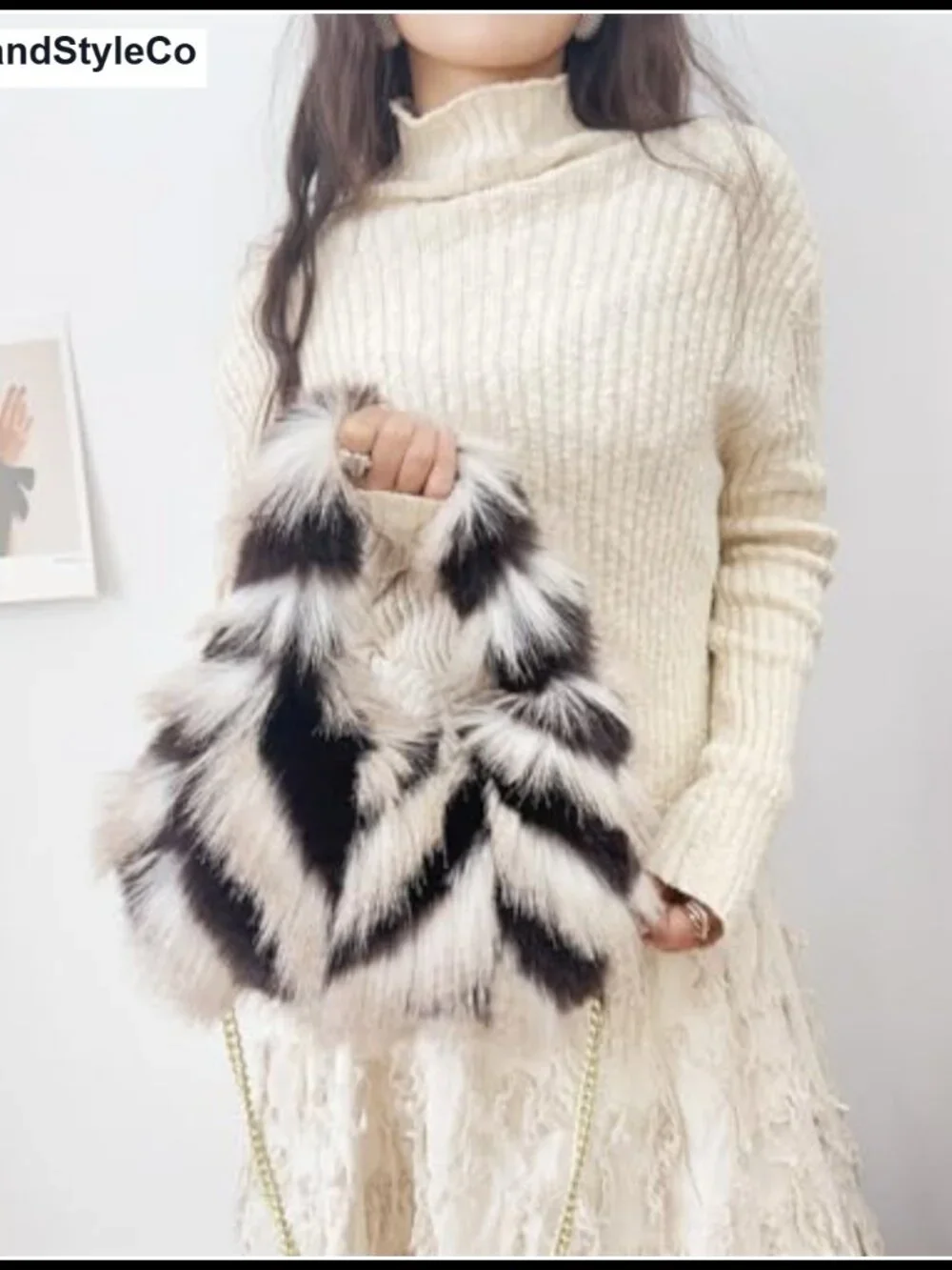 Faux Fur Hobo Tote Bag Lightweight Shoulder Crossbody Purse Women Handbag